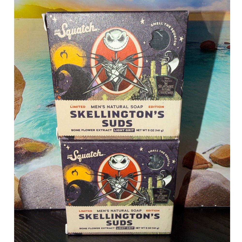Dr Squatch Skellington's Suds Men's Natural Soap 2 PK Nightmare Before Christmas